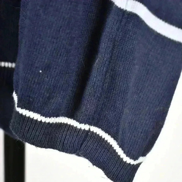 PARKE & RONEN Navy Blue Fontalina Striped Ribbed Knit Cotton Sweater Tee Medium - Picture 6 of 6